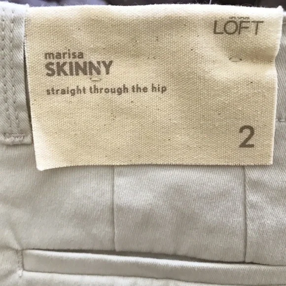 LOFT Marisa Skinny Pants Tan Cotton Size 2 New With Tags Ivory Casual - Picture 3 of 7